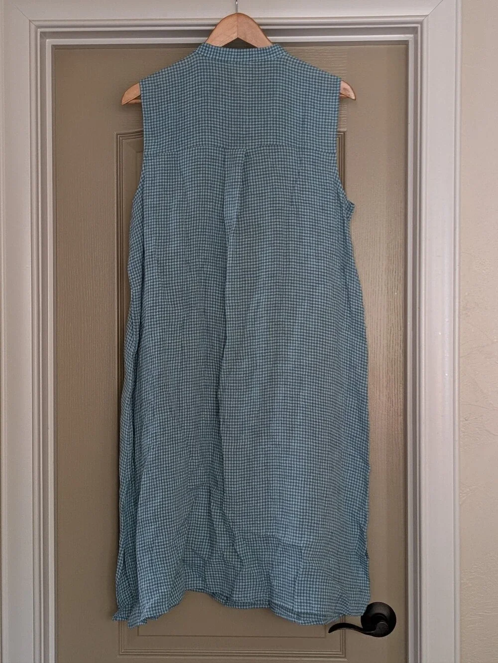 NWT Eileen Fisher Puckered Organic Linen Mandarin Collar Dress - L - Amal - Picture 3 of 12